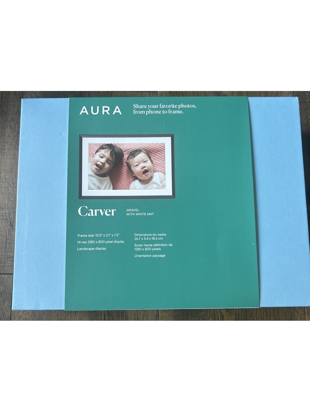 Aura Home Carver 10.5" Digital Wifi Picture Frame Gravel White Mat NEW SEALED
